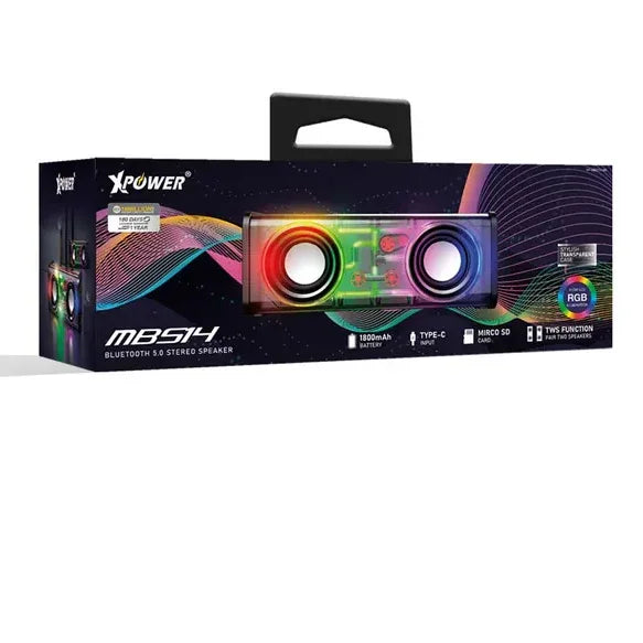 XPower MBS14 RGB Bluetooth Speaker 1800mAh Battery - Black - Tashqila XPower MBS14 RGB Bluetooth Speaker 1800mAh Battery - Black - Tashqila